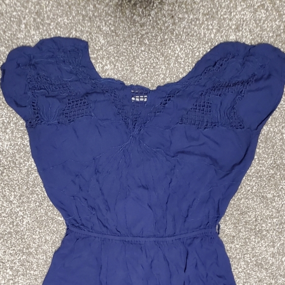 COPY - 10/$30 Like new, indigo summer dress with net detailing at neck - Picture 3 of 5